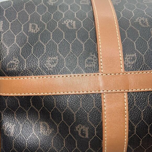 Christian Dior Black Brown Monogram Trotter Honeycomb Boston Duffle Bag With Loc - Picture 9 of 14